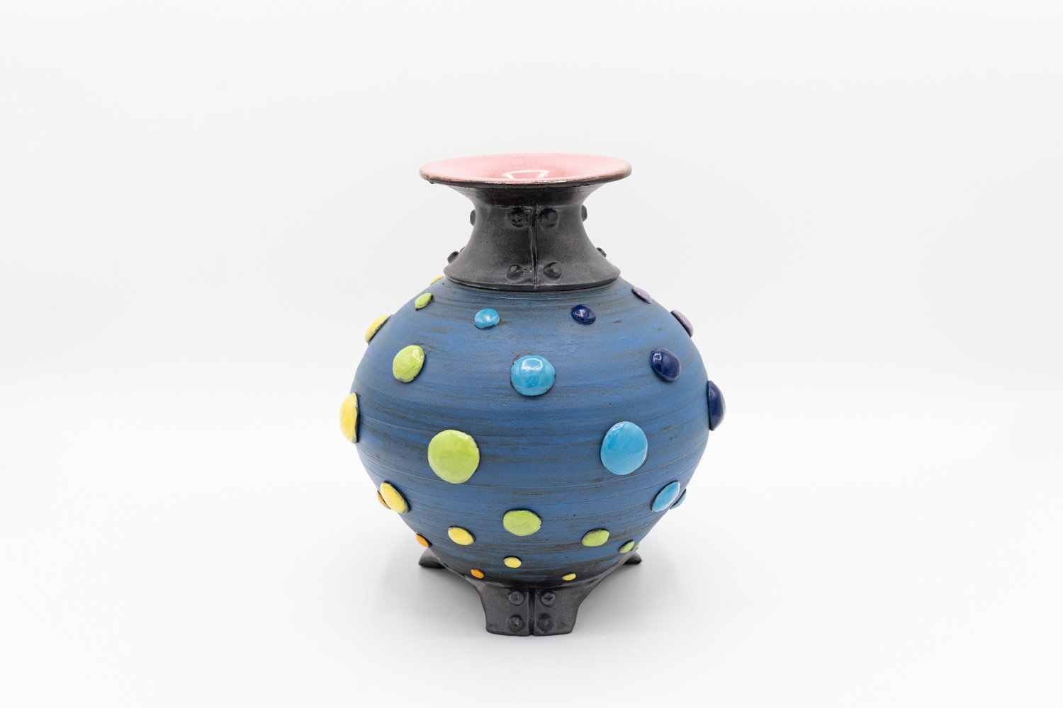 Blue Orbit Pink-Rimmed Vase
