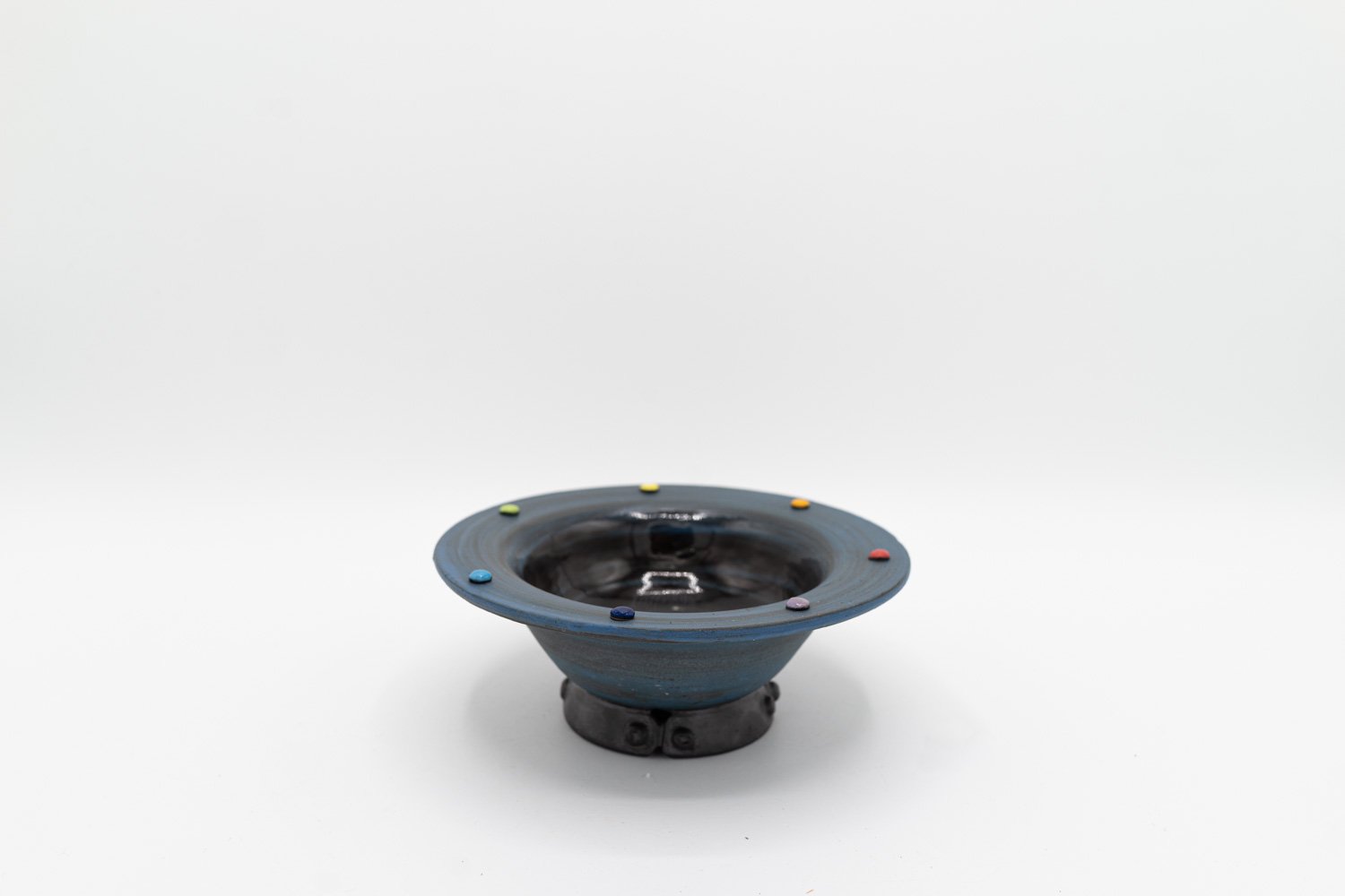Blue Orbit Swirl Tripod Bowl