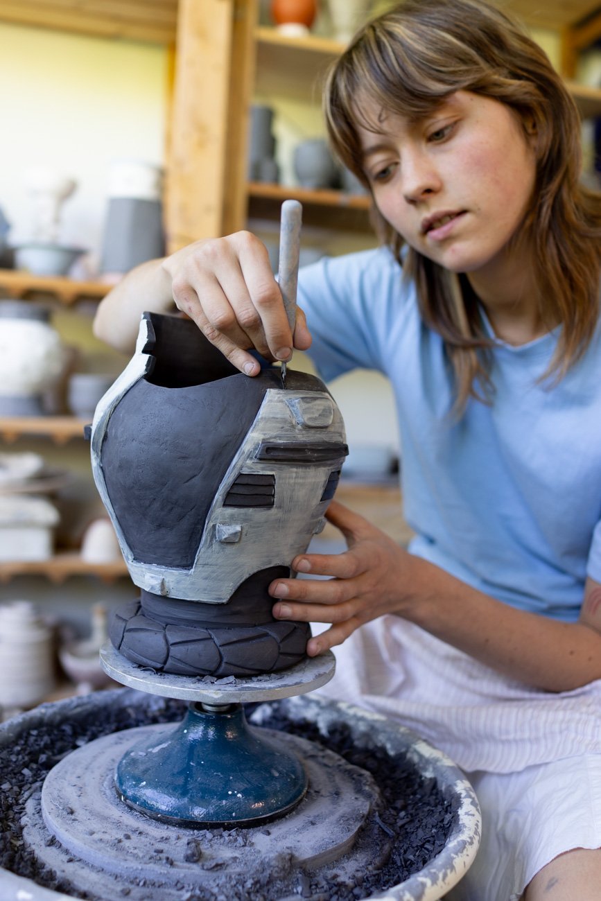 Sterre Troquay in her studio